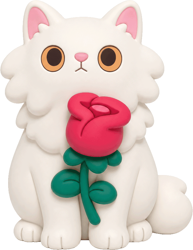Cat with rose collectible toy